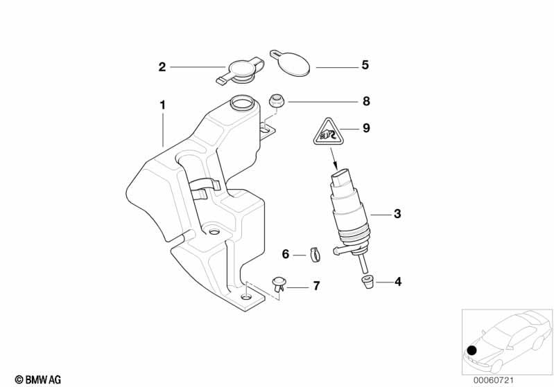 Genuine Front Windscreen Intensive Washer Fluid Container 61 66 8 361 443 view 2