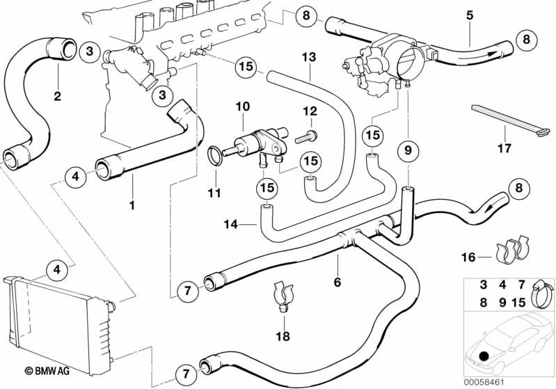 Genuine Cooling System Inlet Water Hose 64 21 1 394 293 view 2