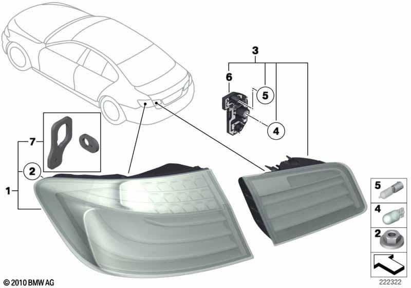 Genuine Side Panel Rear Light Tail Lamp 63 21 7 203 230 view 2