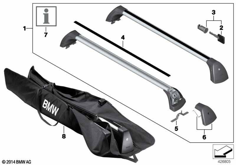 Genuine Aluminium Lockable Roof Bars Rack 82 71 0 442 704 view 2