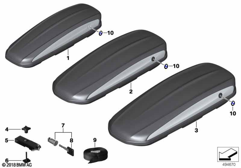 Genuine Roof Box Luggage Cargo Storage 520 L Lockable Black 82 73 2 406 459 view 2