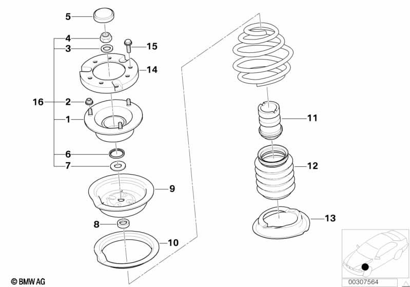 Genuine Repair Kit For Support Bearing Front 31 35 2 298 911 view 2