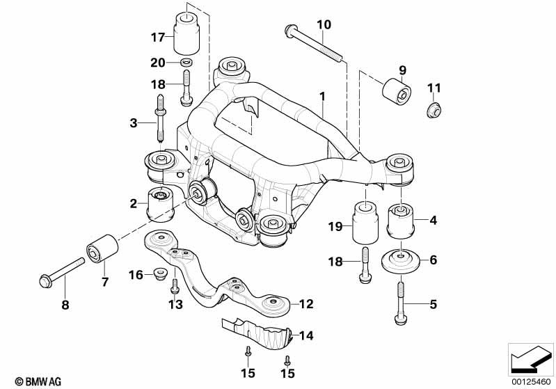 Genuine Rear Axle Carrier Rubber Mount Bushing Front Right 33 31 6 770 784 view 2