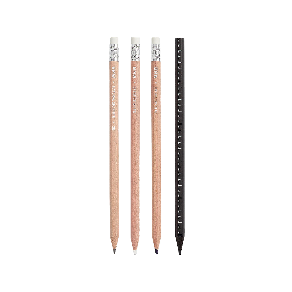 Genuine Pencil Set 4 Pieces Wood Blue White Black Grey Writing 80 24 5 B38 DC5