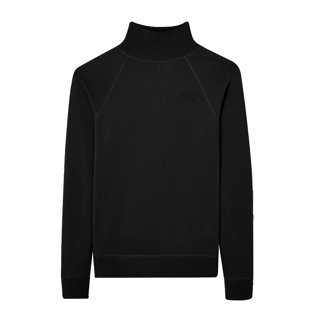 Genuine M Mens Sweater Black Cotton Top Raglan Sleeve Turtleneck Slim Fit