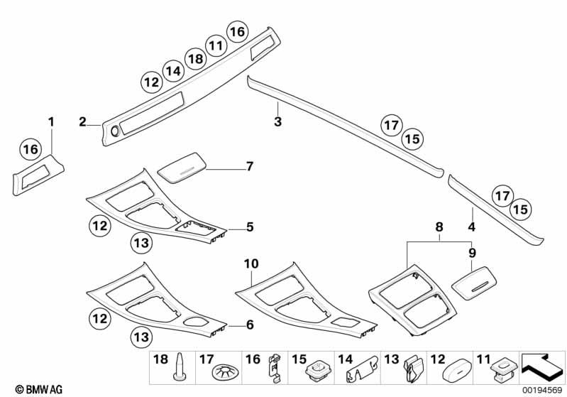 Genuine Rear Oddments Box Cover Satin Silver Fits E92 E92 LCI 51169197290