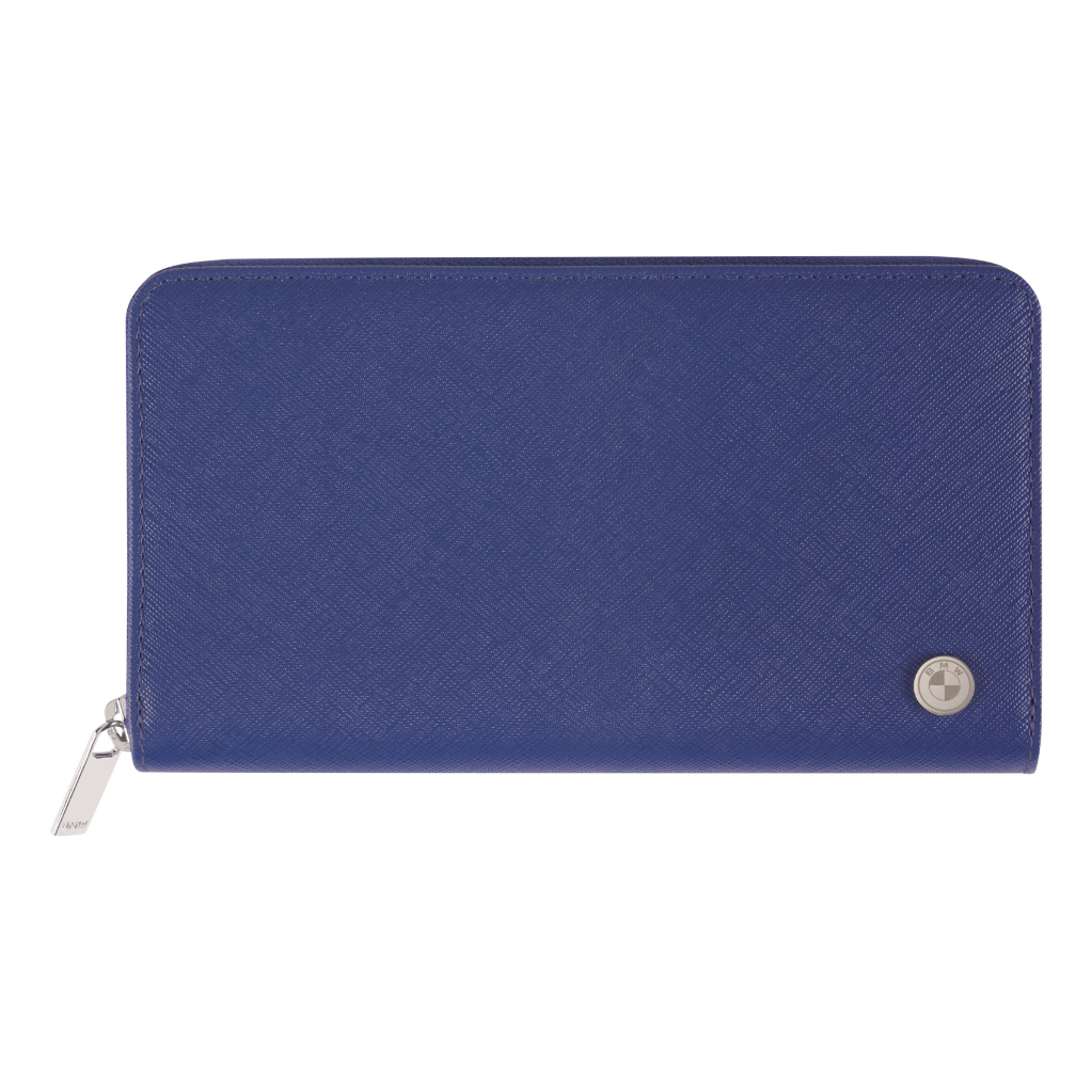 Genuine Horizontal Wallet Blue Leather 12 Card Slots Coin Pocket 80215B319B1