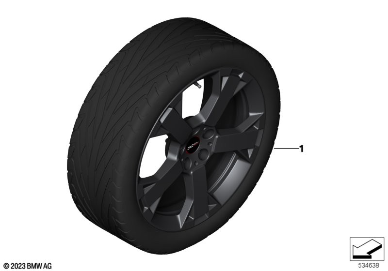 Genuine JCW Runway Spoke Rim Tyre Set Wheel x4 Summer 19" Black 36115A8E1F2