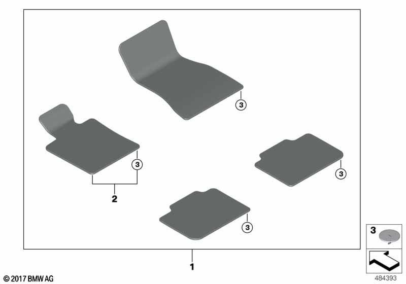 Genuine Car Floor Mats Set Black RHD 51 47 6 998 191