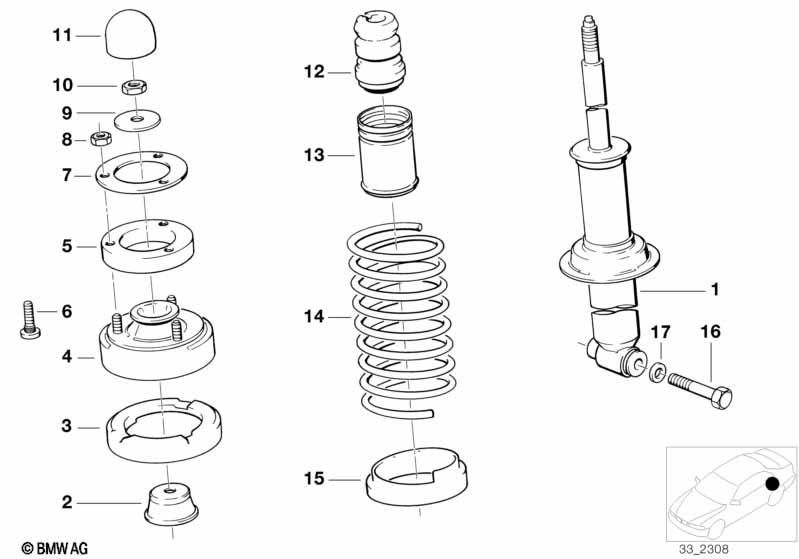 Genuine Rear Lower Spring Pad Isolator 33 53 1 133 671 view 2