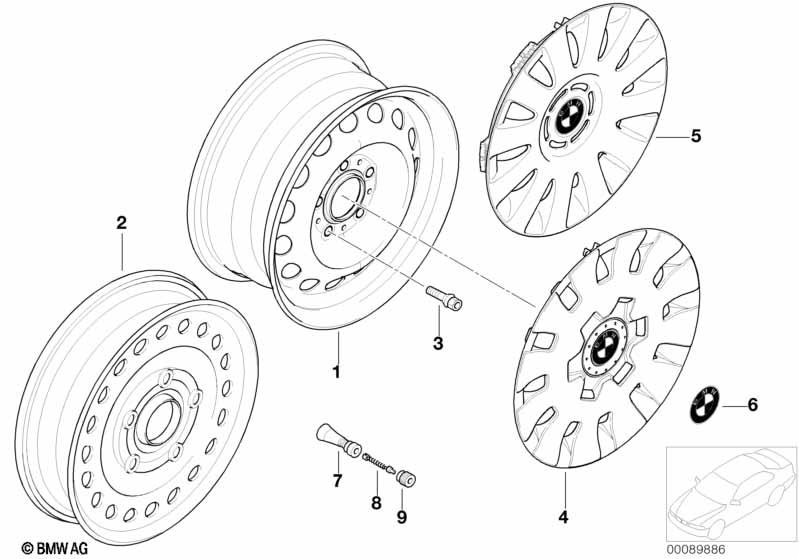 Genuine Steel Wheel Rim Black 6.5Jx15 ET:42 36 11 1 095 004 view 2