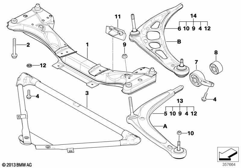 Genuine Front Control Arm Wishbone Rear Bush Bushes Bracket Set 31 12 6 783 376 view 2