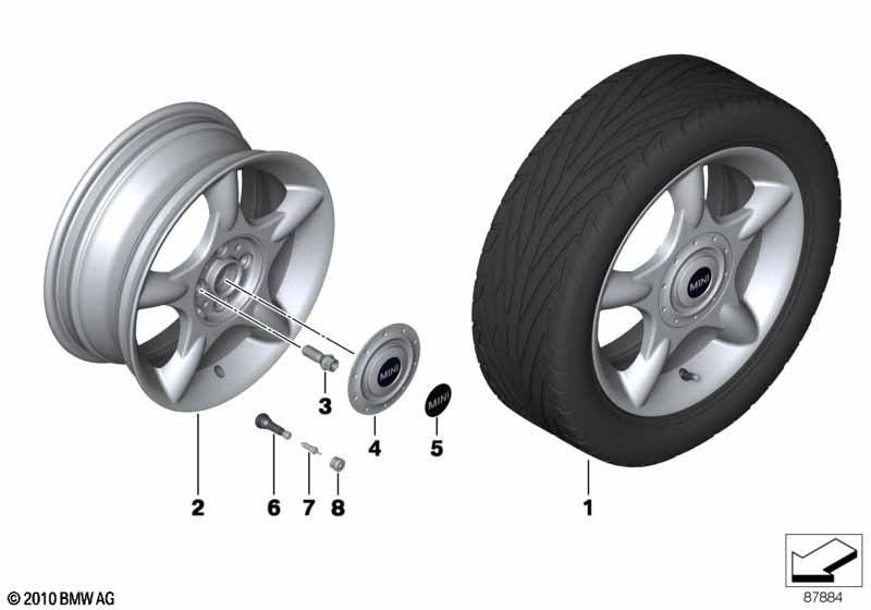 Genuine 16" Inch Light Alloy Wheel 5-Star Spoke R83 Silver 36 11 1 512 348 view 2