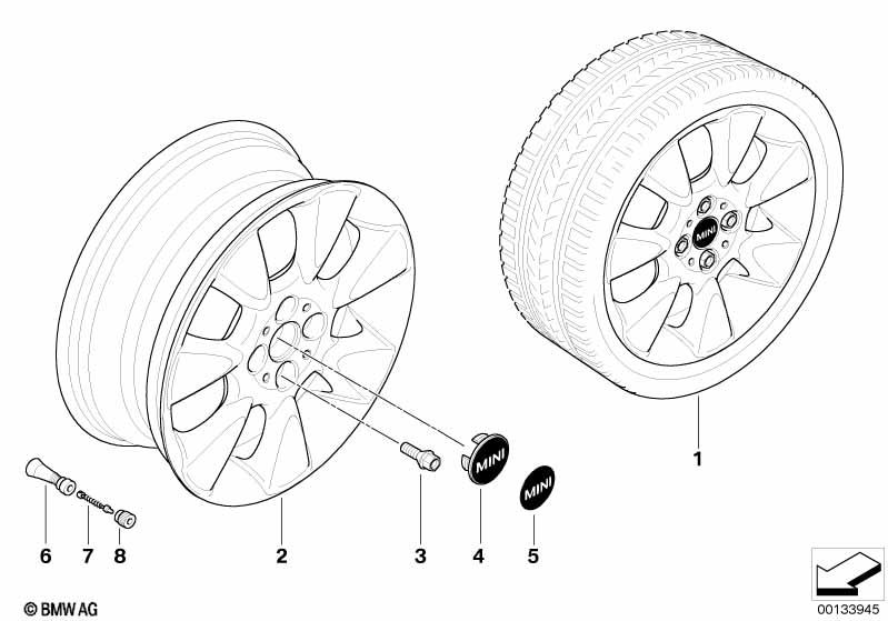 Genuine 16" Inch Light Alloy Wheel 7-Fin Spoke R92 Silver 36 11 6 763 297 view 2
