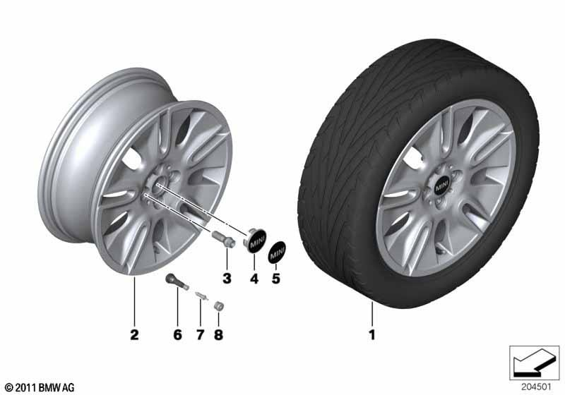 Genuine 17" Inch Light Alloy Wheel Silver Shield R117 36 11 6 789 797 view 2