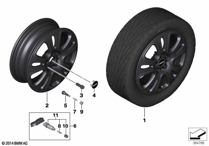 Genuine 17" Light Alloy Rim Black 5,5X17 ET:45 F56 F55 F57 36 11 6 855 119 view 2
