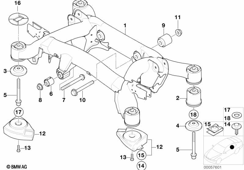 Genuine Rear Axle Carrier Rubber Mount Bushing 33 31 1 091 422 view 2