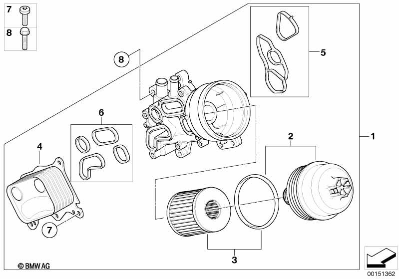 Genuine Seal Gasket Set For Oil Filter Heat Exchanger 11 42 8 643 747 view 2
