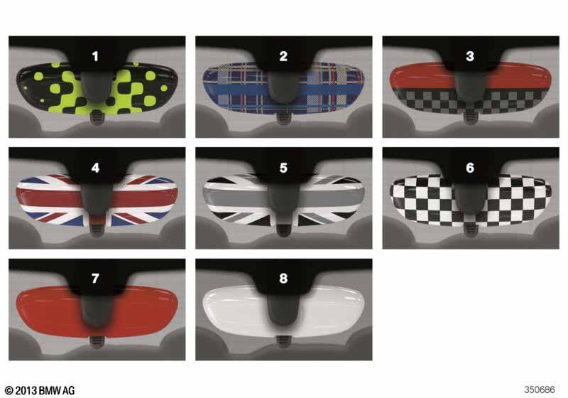 Genuine Interior Rear View Mirror Cap Cover Checkered Flag 51 16 2 353 713 view 2