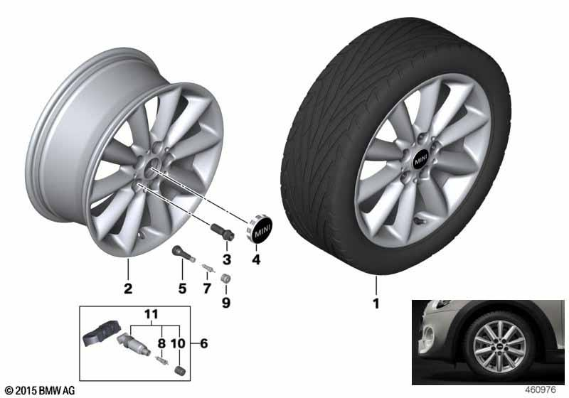 Genuine 17" Wheel Disc Rim Alloy Bright Silver 36 11 6 856 045 view 2