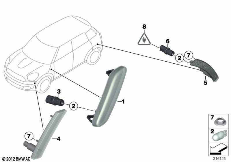 Genuine Turn Signal Indicator Flasher Lamp Light Left N/S White 63 13 9 802 569 view 2