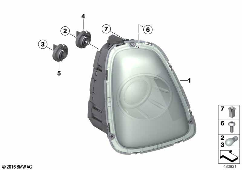 Genuine Rear Light Tail Lamp Left N/S Passenger Side - White 63 21 7 255 911 view 2