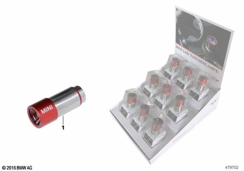 Genuine Rechargeable LED Flashlight Lamp Torch - Red 63 31 2 410 076 view 2