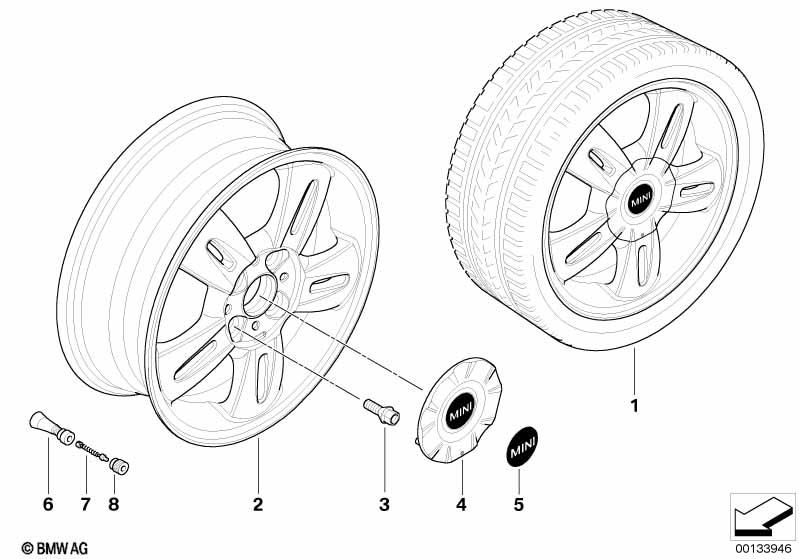 Genuine 15" White Hub Cap For 15 Inch 5-Star Rocket R93 Alloy Wheels 36 13 6 764 102 view 2