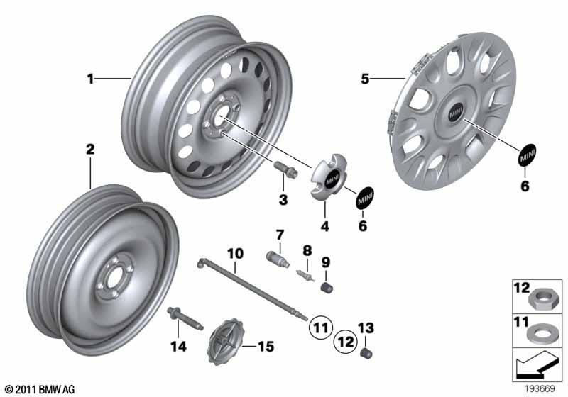 Genuine 15" Silver Hub Cap For 15 Inch R12 Steel Wheels 36 13 6 862 440 view 2