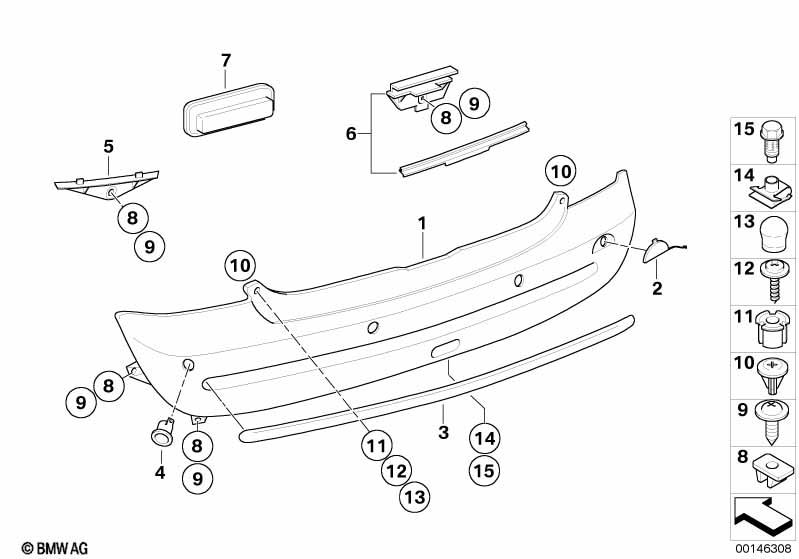 Genuine Rear Bumper Cover Trim Moulding Strip Chrome 51 12 6 800 217 view 2
