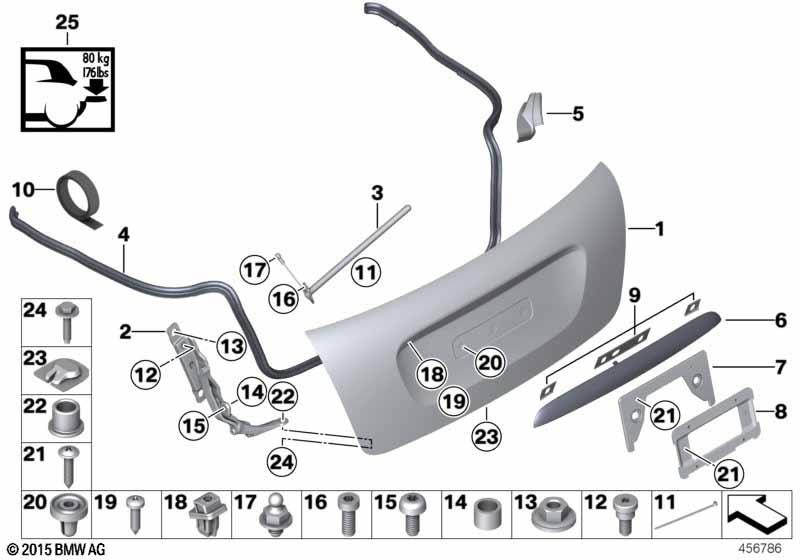 Genuine Trunk Lid Tailgate Grip Handle Primed 51 13 2 754 240 view 2