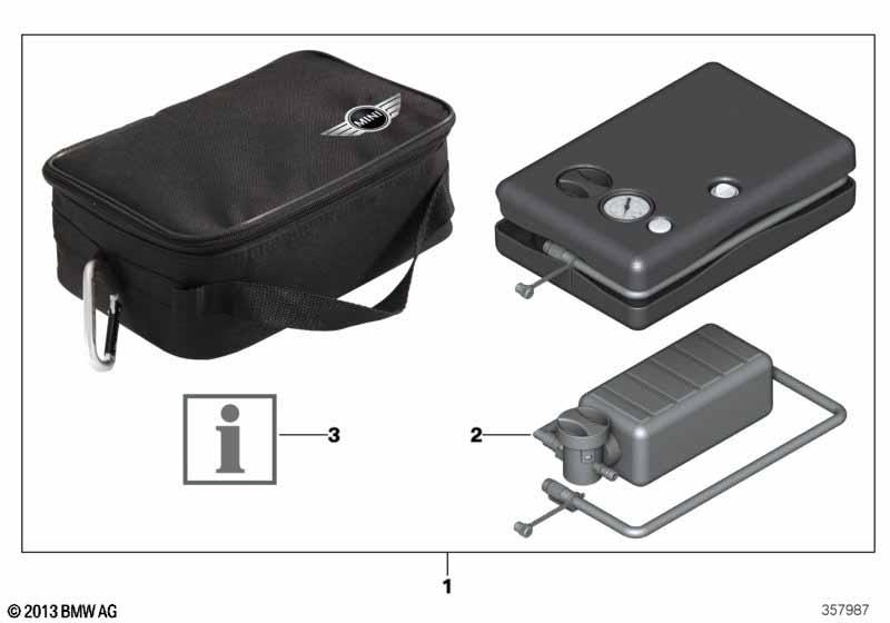 Genuine Tire Mobility Set With Air Pump Sealant Adapter Valves 71 10 2 333 675 view 2