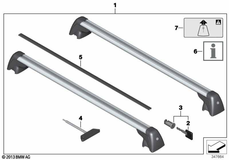Genuine Railing Carrier System Roof Bars 2 Pieces 82 71 0 435 867 view 2