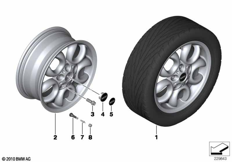 Genuine 16" Light Alloy Wheel 5-Hole Circular-Spoke Silver R123 36 10 9 803 725 view 2