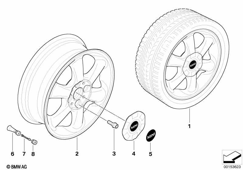 Genuine 15" White Hub Cap For 15 Inch Rotator Spoke R101 Alloy Wheels 36 13 6 769 755 view 2
