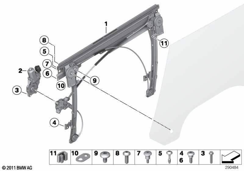 Genuine Window Lifter Regulator Without Motor Front Left N/S 51 33 2 756 083 view 2