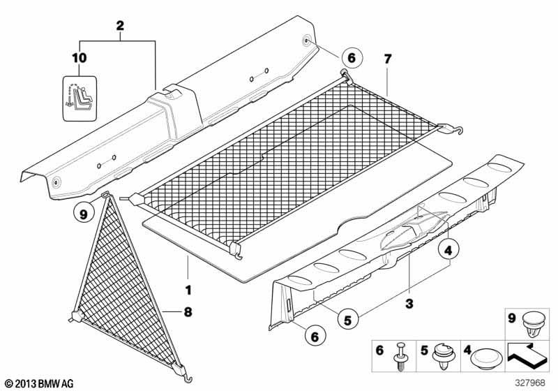 Genuine Car Boot Floor Luggage/Cargo Safety Net 51 47 2 754 568 view 2