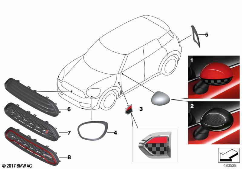 Genuine JCW Trim Ring Tail Light Lamp Black Right O/S Driver 51 71 2 414 990 view 2