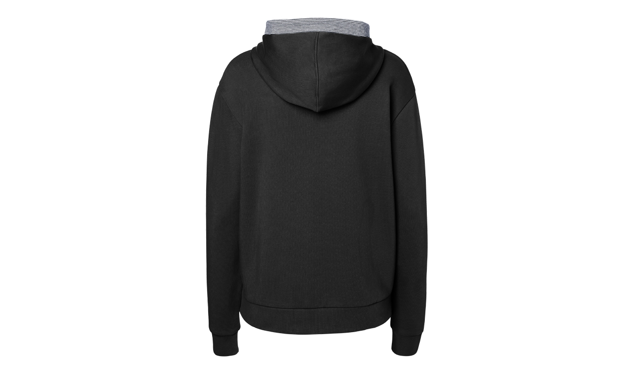 Genuine Womens Zip Hoodie Sweatshirt Striped Binding Black    view 2