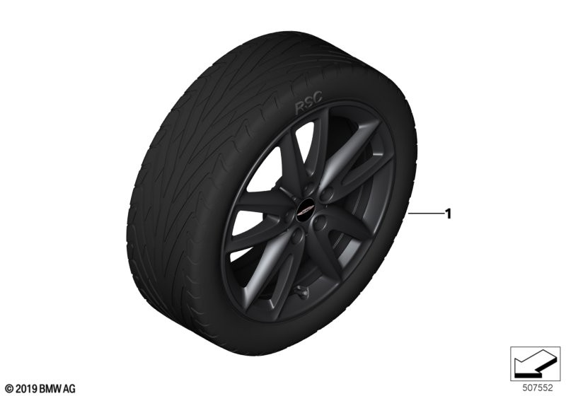 Genuine JCW Grip Spoke Rim Tyre Set Wheel x4 Summer 18" Black 36115A3E046 view 2