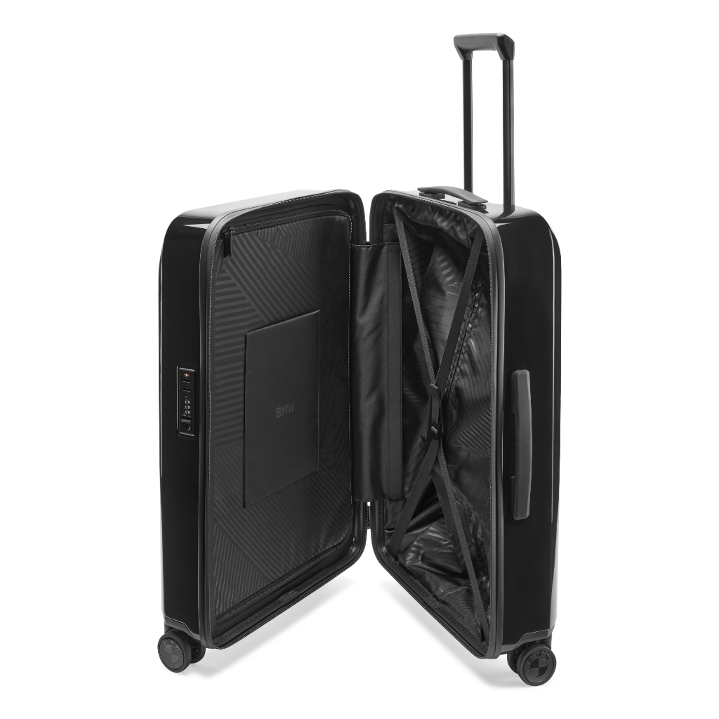 Genuine Trolley Black Gloss L Hard Shell  Wheels Suitcase view 2