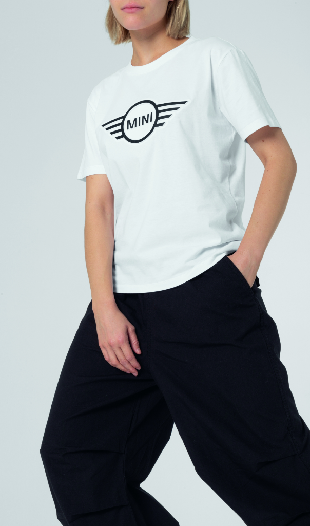 Genuine Womens Ladies T Shirt Tee Top Wing Logo Embossed White Black view 2