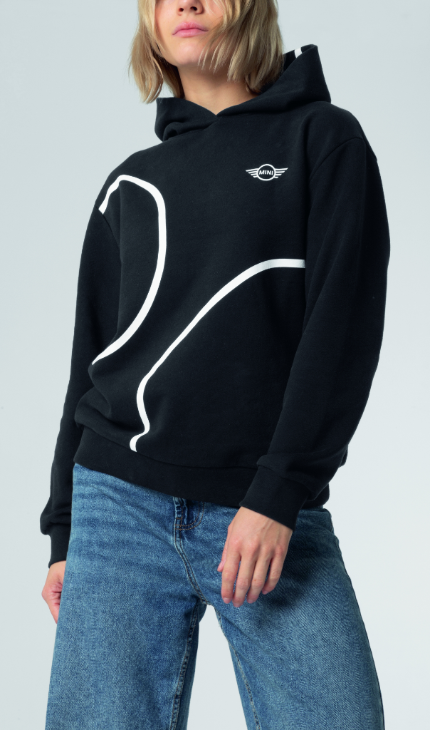 Genuine Womens Ladies Hoodie Sweatshirt Outline Print Black White view 2