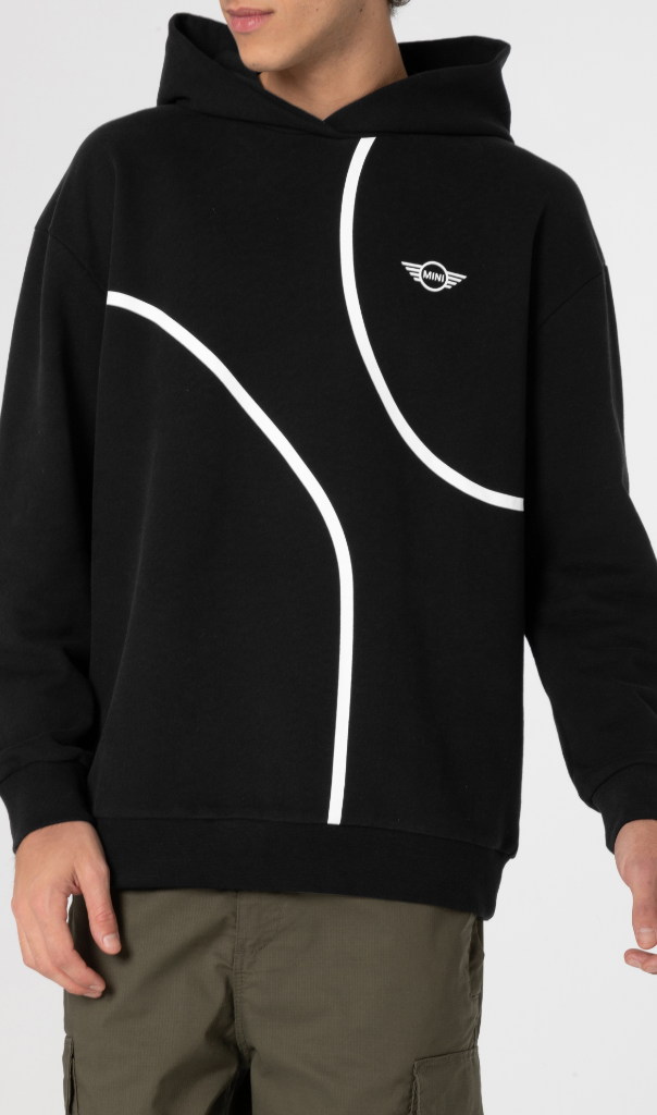 Genuine Mens Hoodie Sweatshirt Outline Print Wing Logo Cotton Black White view 2