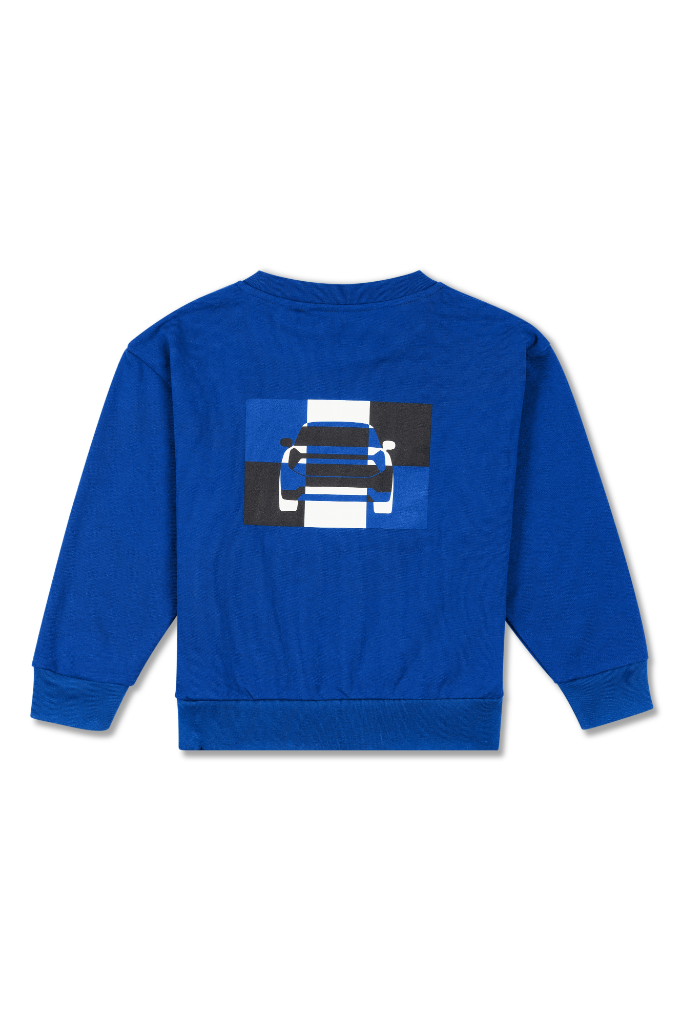Genuine Childrens Kids Sweatshirt Car Tile Wing Logo Cotton Blazing Blue view 2