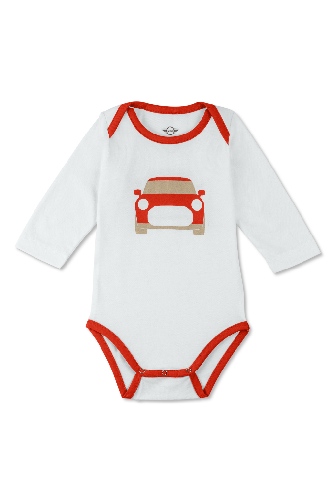 Genuine Baby Gift Set Long Sleeved Body Suit Bib Car Print White Rebel Red view 2