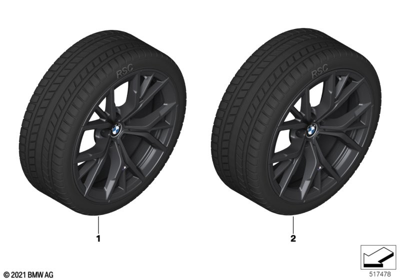 Genuine M Performance Y Spoke Rim Tyre Set Wheel x2 Winter 19" 36115A55577 view 2