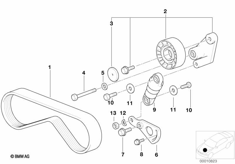 Genuine Water Pump/Alternator Drive Ribbed V Belt 11 28 7 636 374 view 3