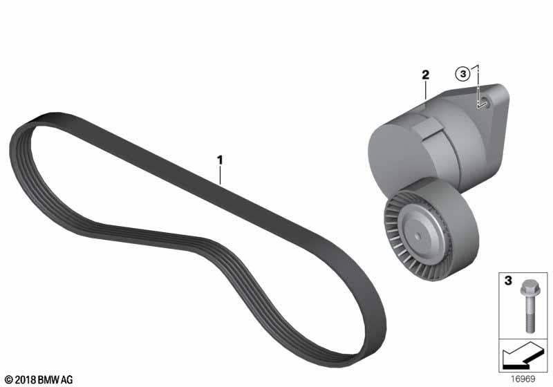Genuine Climate Compressor Drive Ribbed V-Belt 11 28 7 830 946 view 3