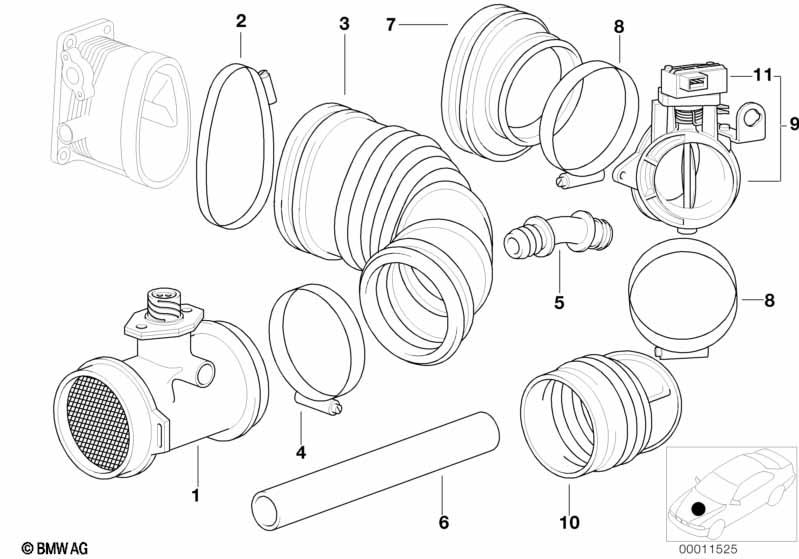 Genuine Mass Air Meter Intake Rubber Boot/Tube view 3